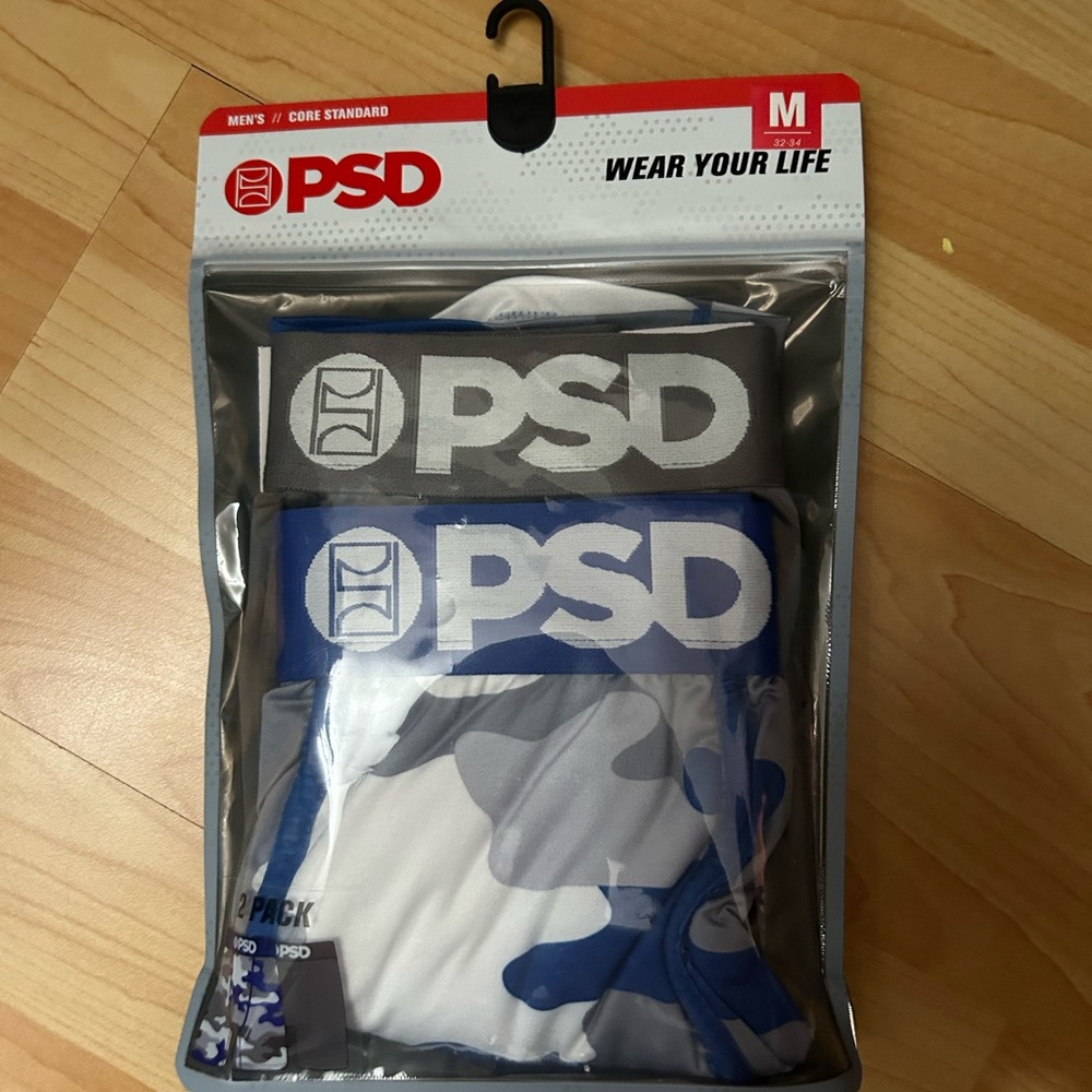 PSD Men's Blue and Gray Camo Boxer Briefs